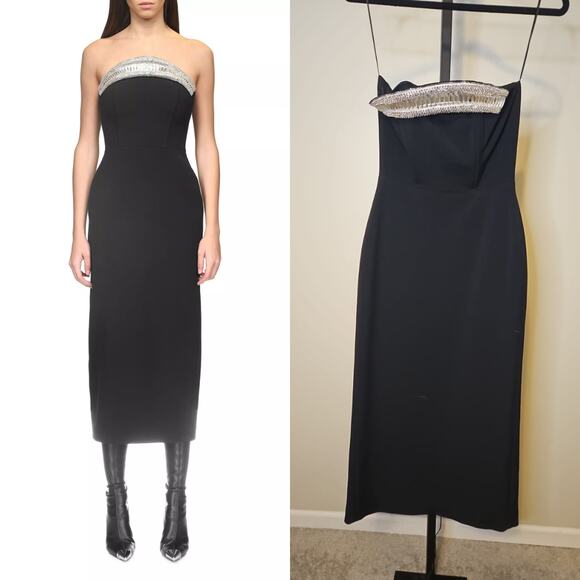 David Koma Dresses & Skirts - David Koma Crystal Embellished Strapless Midi Dress